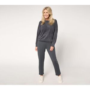 Maya J Women's Petite Set 2XP CozyChic Lite Pullover & Straight Leg Gray A657445